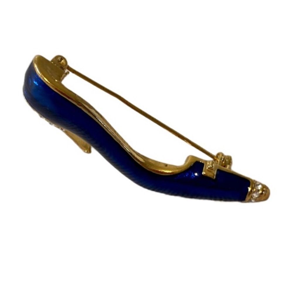 Cobalt Blue & Bright Gold Toned Stiletto Brooch.